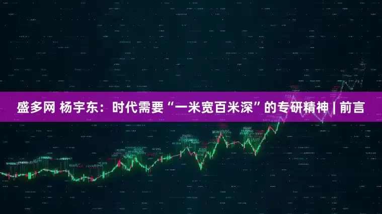 盛多网 杨宇东：时代需要“一米宽百米深”的专研精神 | 前言